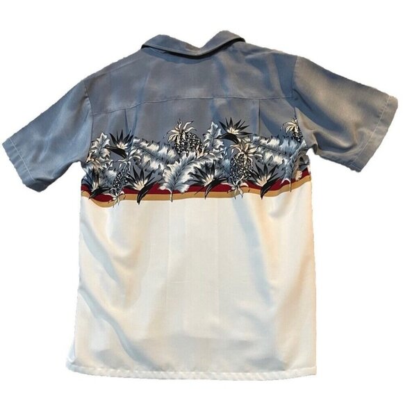 Kennington XL Short Sleeve Button Down Hawaiian Shirt Blue Floral Pineapple READ - Picture 2 of 6